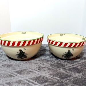 Spode Christmas Tree Peppermint Nesting Bowls set of 2